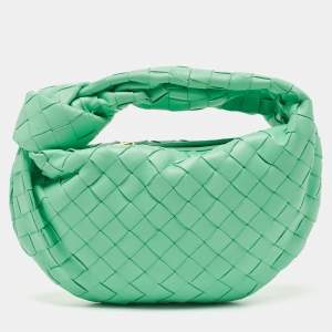 Pre Owned Bottega Veneta Light Green Intrecciato Leather Mini BV Jodie Bag
