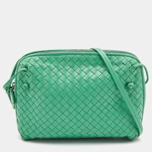 Pre Owned Bottega Veneta Green Intrecciato Leather Nodini Shoulder Bag