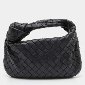 Pre Owned Bottega Veneta Black Intrecciato Leather Mini Jodie Hobo