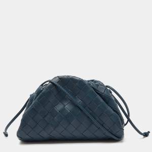 Pre Owned Bottega Veneta Teal Intrecciato Leather Mini The Pouch Bag