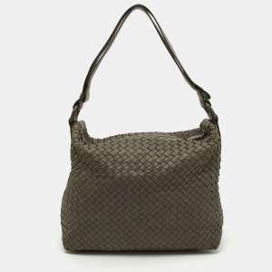 Pre Owned Bottega Veneta Grey Intrecciato Leather Hobo