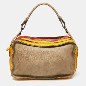 Pre Owned Bottega Veneta Multicolor Leather Triple Zip Bag