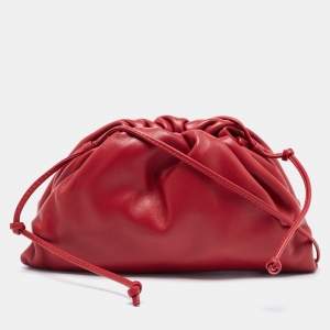 Pre Owned Bottega Veneta Red Leather Mini The Pouch Bag