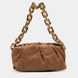 Pre Owned Bottega Veneta Brown Leather Chain Pouch Shoulder Bag