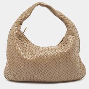 Pre Owned Bottega Veneta Grey Intrecciato Leather Small Hobo