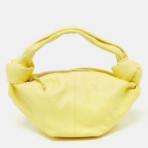 Pre Owned Bottega Veneta Yellow Leather Mini Double Knot Hobo