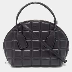 Pre Owned Bottega Veneta Black Quilted Padded Leather Medium Swoop Satchel