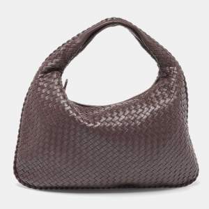 Pre Owned Bottega Veneta Brown Intrecciato Leather Large Veneta Hobo