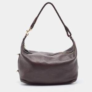 Pre Owned Bottega Veneta Dark Brown Leather Shoulder Bag  