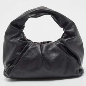 Pre Owned Bottega Veneta Black Leather Medium The Shoulder Pouch Bag