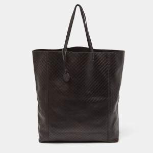 Pre Owned Bottega Veneta Brown Intrecciato Leather Shopper Tote