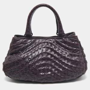 Pre Owned  Bottega Veneta Purple Intrecciato Leather Tote