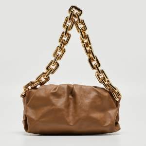 Pre Owned Bottega Veneta Brown Leather The Chain Pouch Bag