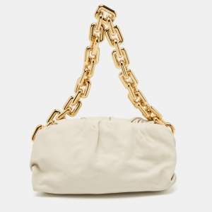 Pre Owned Bottega Veneta Off White Leather The Chain Pouch Bag