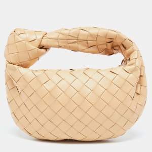 Pre Owned Bottega Veneta Beige Intrecciato Leather Mini Jodie Hobo