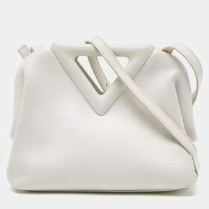 Pre Owned Bottega Veneta White Intrecciato Leather Point Shoulder Bag
