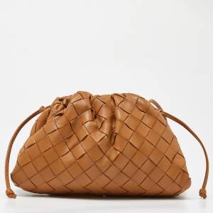 Pre Owned Bottega Veneta Tan Intrecciato Leather Mini The Pouch Bag