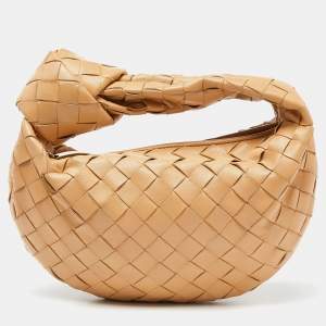 Pre Owned Bottega Veneta Beige Intrecciato Leather Mini BV Jodie Bag