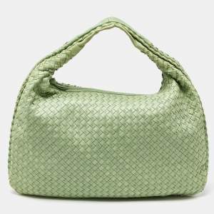 Pre Owned Bottega Veneta Light Green Intrecciato Leather Veneta Hobo