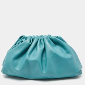 Pre Owned Bottega Veneta Blue Leather Classic Pouch 