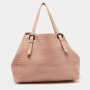 Pre Owned Bottega Veneta Salmon Intrecciato Leather Large Cesta Tote