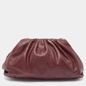 Pre Owned Bottega Veneta Burgundy Leather The Pouch Clutch