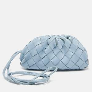 Bottega Veneta Blue Intrecciato Leather Wristlet Coin Purse