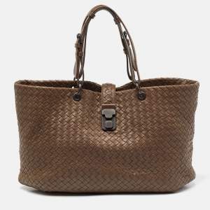 Pre Owned Bottega Veneta Brown Intrecciato Leather Capri Tote