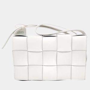 Bottega Veneta White Leather Cassette Shoulder Bag