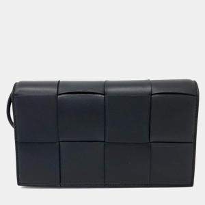 Pre Owned Bottega Veneta Black Leather Mesh Shoulder Bag