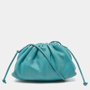 Bottega Veneta Blue Leather Mini The Pouch Bag