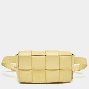 Bottega Veneta Yellow Intreccio Leather Cassette Belt Bag