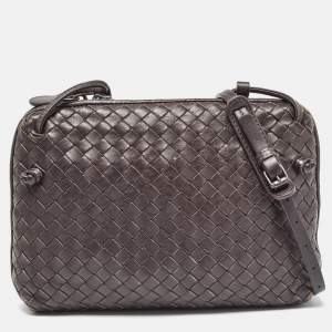 Pre Owned Bottega Veneta Muave Intrecciato Leather Nodini Crossbody Bag