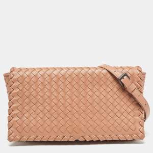 Bottega Veneta Beige Intrecciato Leather Olimpia Flap Shoulder Bag