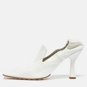 Bottega Veneta White Leather Square Toe Pumps Size 38