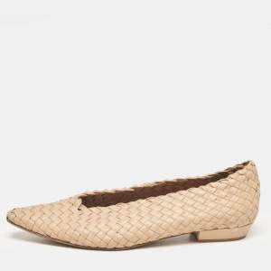 Bottega Veneta Beige Intrecciato Leather Flats Size 40