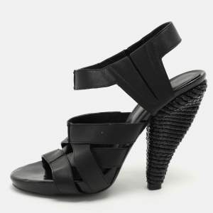 Bottega Veneta Black Leather Strappy Sandals Size 36.5