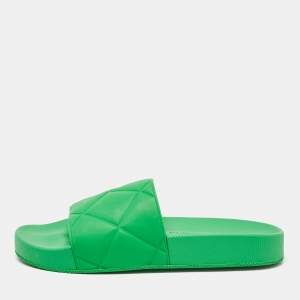 Bottega Veneta Green Rubber Pool Slides Size 35