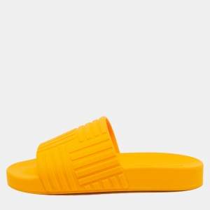 Bottega Veneta Orange Rubber Flat Slides Size 37