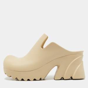 Bottega Veneta Beige Rubber Flash Mules Size 39