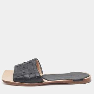 Bottega Veneta Black Quilted Leather Lido Flat Slides Size 36