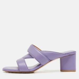 Bottega Veneta Lavender Leather The Band Slide Sandals Size 40