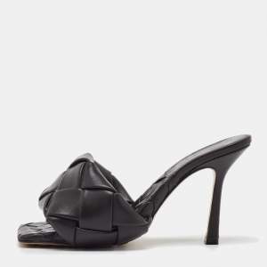 Bottega Veneta Dark Brown Intrecciato Leather Lido Slide Sandals Size 37