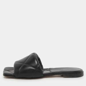 Bottega Veneta Black Leather Lido Flats Size 37