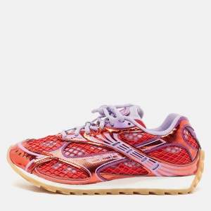 Bottega Veneta Purple/Red Mesh and Leather Orbit Sneakers Size 38