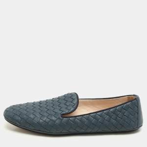 Bottega Veneta Blue Intrecciato Leather Ballet Flats Size 37