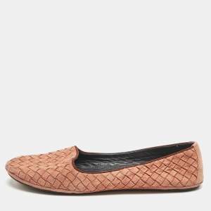Bottega Veneta Pink Intrecciato Suede Ballet Flats Size 39