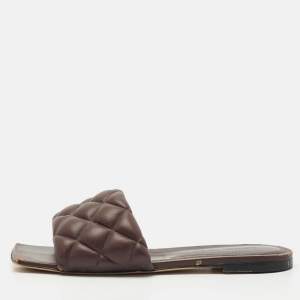 Bottega Veneta Brown Quilted Leather Lido Flats Size 37