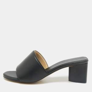 Bottega Veneta Black Leather Block Heel Sandals Size 41