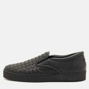 Pre Owned Bottega Veneta Black Intrecciato Leather Dodger Sneakers Size 39